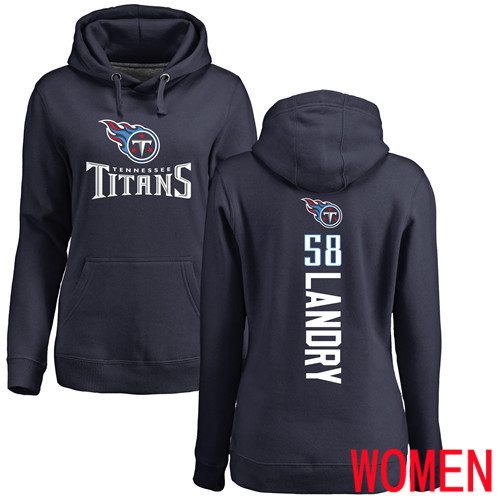 Tennessee Titans Navy Blue Women Harold Landry Backer NFL Football #58 Pullover Hoodie Sweatshirts->nfl t-shirts->Sports Accessory